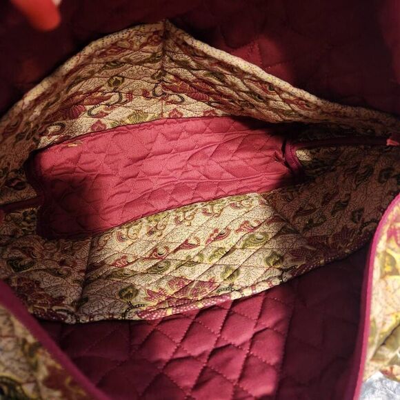 Naples Bag Company gold patterned Quilted top zip tote purse twisted handle - Picture 9 of 9